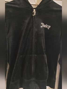 Juicy Couture Black Velour Track Suit -- Large -EUC